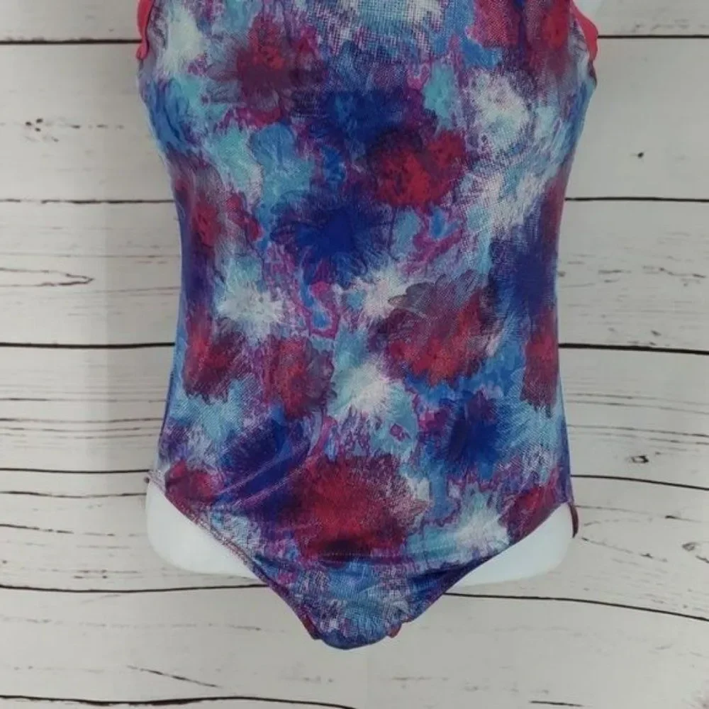Future Star Girls Tie‎ Dye Splatter Leotard Athetlic One Piece Purple Size Large